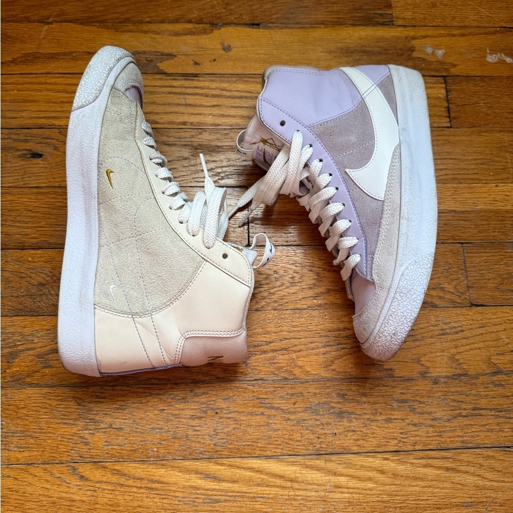 Nike Women's High Top Sneakers in Beige and Lavender